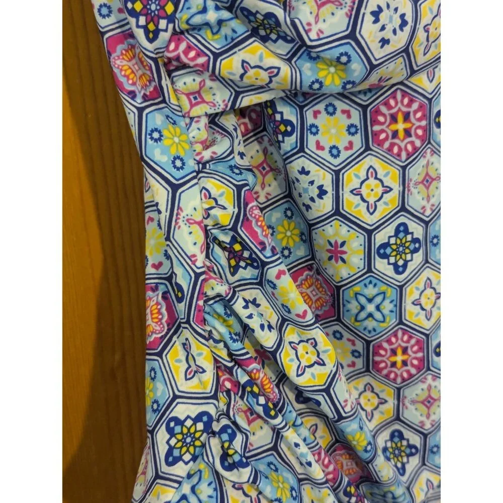 Bal Barbour Womens Swimsuit 14‎ One Piece V Neck, Blue & White Geometric - Picture 6 of 16